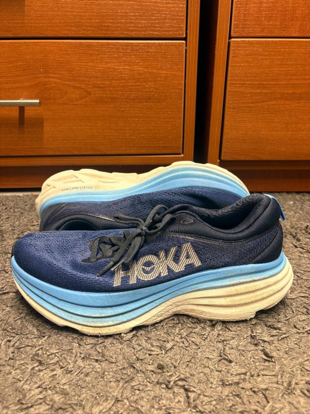 Hoka One One Men Bondi 8 Blue Outer Space Running Shoe 1123202 OSAA Size 9D